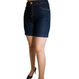 Bermuda Morena Rosa Slim Básica Jeans Escuro - Etiqueta CE