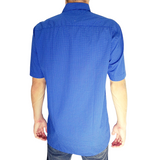 Camisa Tommy Hilfiger Manga Curta Maquinetada Azul - Etiqueta CE