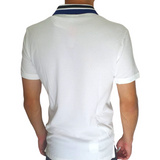 Polo Lacoste Slim Fit White Gola Multicor (SBH) - Etiqueta CE